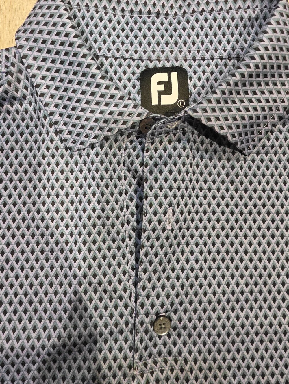 FootJoy FJ Men's Geometric Print Performance Golf Polo Blue Gray Size Large - Picture 3 of 5